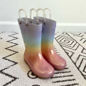 Cat & Jack Rainbow Rain Boots Sz 7
